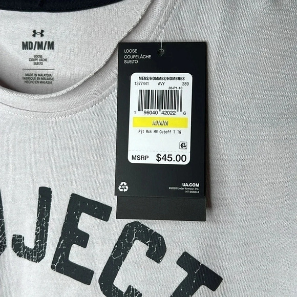 Under Armour Men's Project Rock Heavyweight Cutoff T-Shirt Size M NEW - Picture 8 of 10